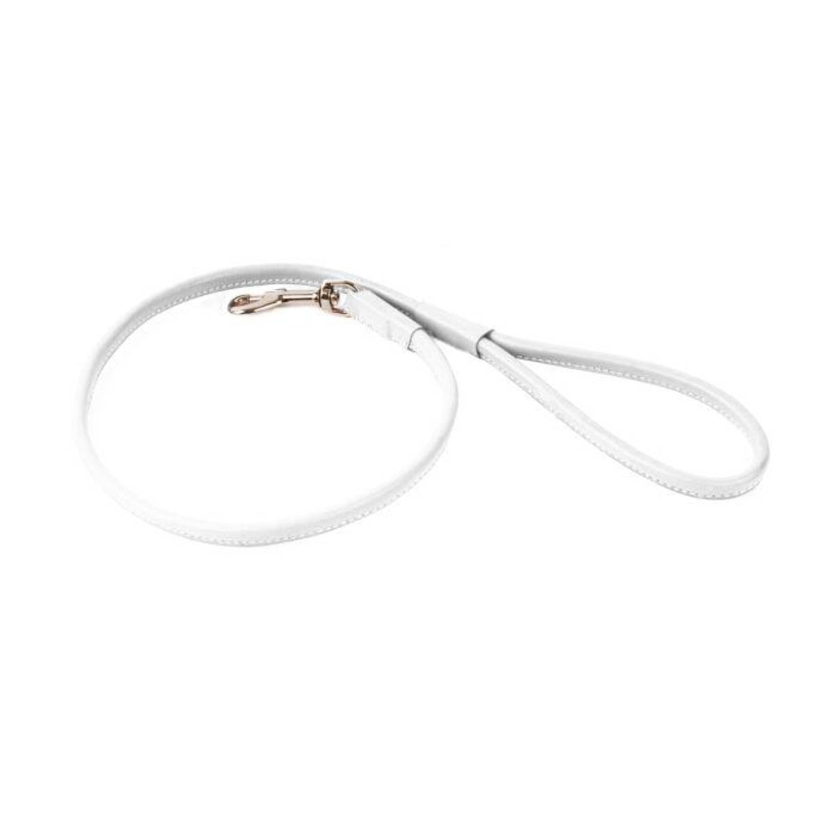 XXX White Leather Lead, 100cm x 6 mm Skinnbånd