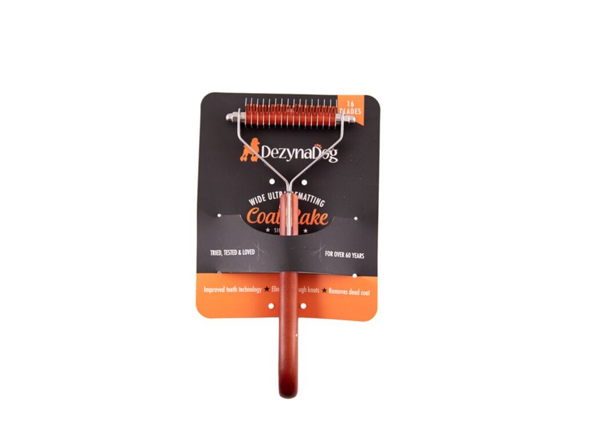 Wide Ultra Dematting Coat Rake - 16 Blades, Dezynadog
